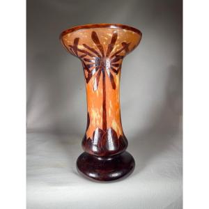 Schneider, Charder Vase - French Glass “cocotier” Art Deco