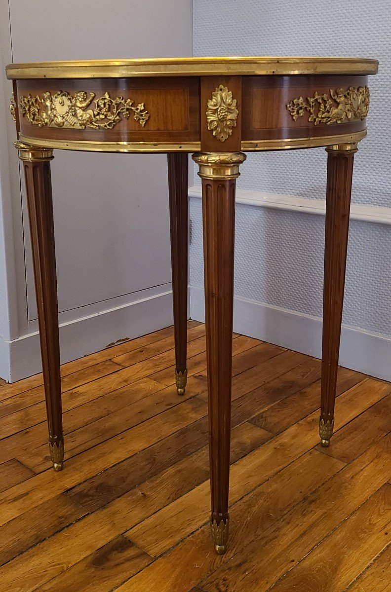 Louis XVI Marble Pedestal Table Brocatelle-photo-4