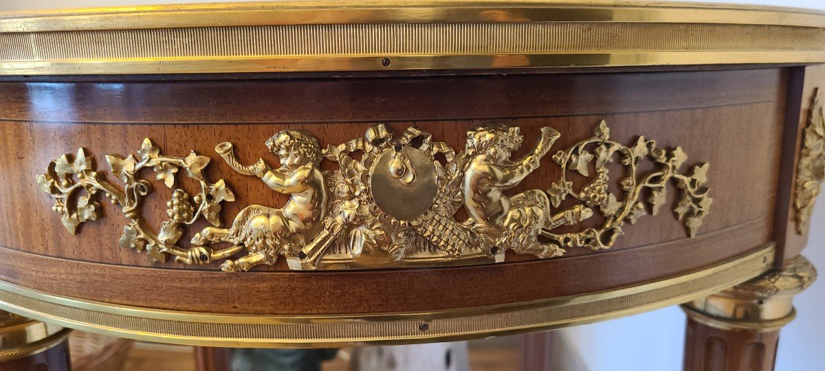  Louis XVI Marble Pedestal Table Brocatelle-photo-3