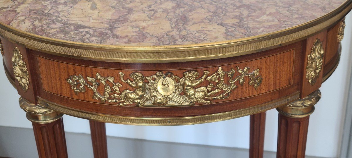  Louis XVI Marble Pedestal Table Brocatelle-photo-6