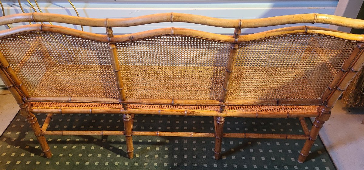 1900 Bench In Imitation Bamboo And Cane Wood-photo-3
