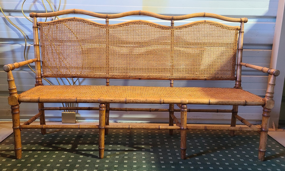 1900 Bench In Imitation Bamboo And Cane Wood