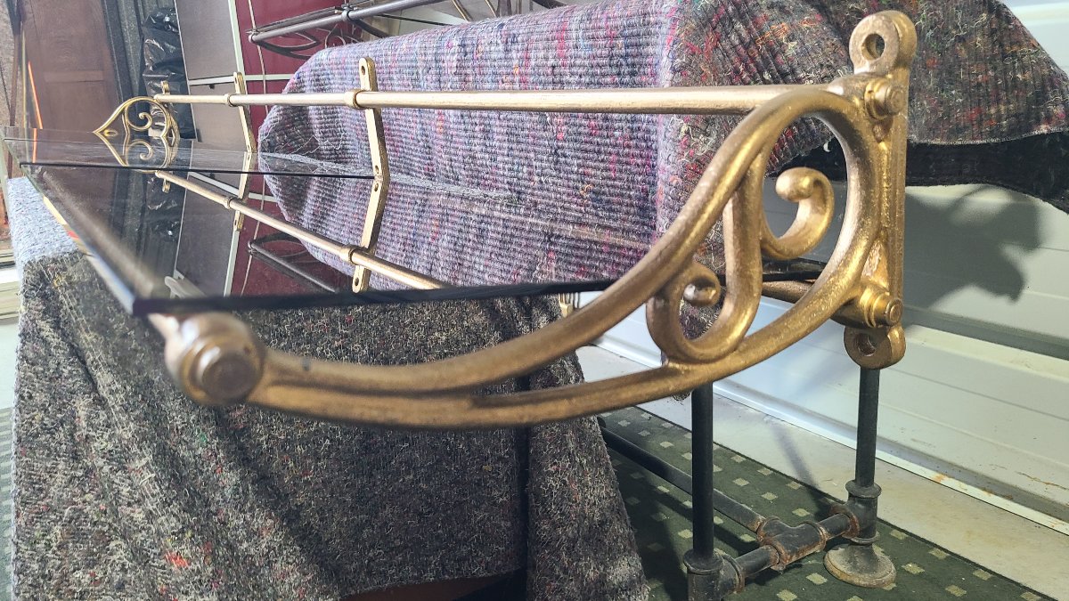 ETAGERE FONTE ET ACIER 1900 EN PAIRE-photo-3