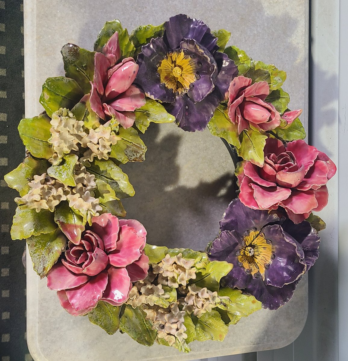  couronne de fleur en barbotine -photo-3