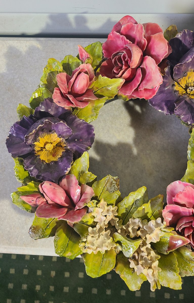  couronne de fleur en barbotine -photo-1
