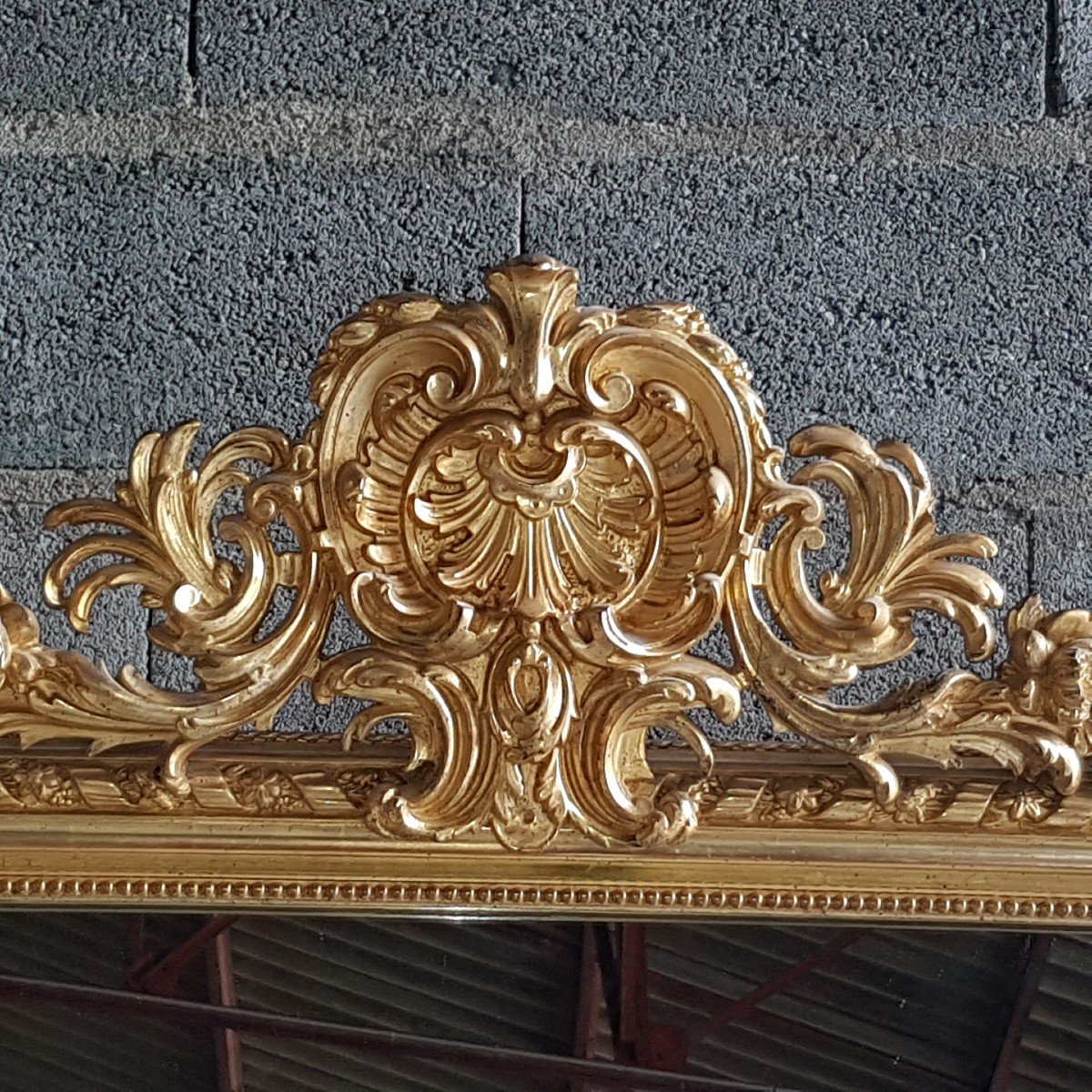 Grand Miroir Style Louis XV Doré A La Feuille -photo-4
