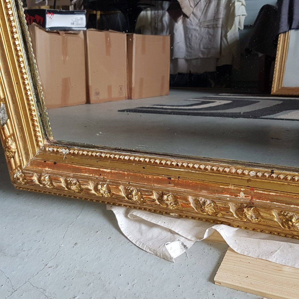 Grand Miroir Style Louis XV Doré A La Feuille -photo-3