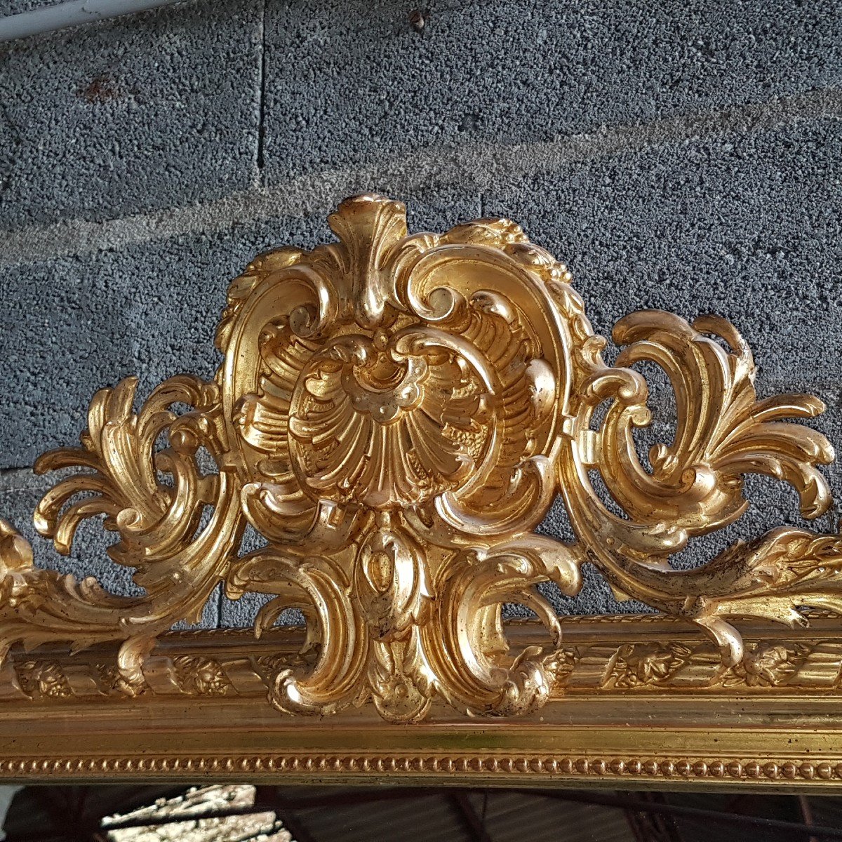 Grand Miroir Style Louis XV Doré A La Feuille -photo-4
