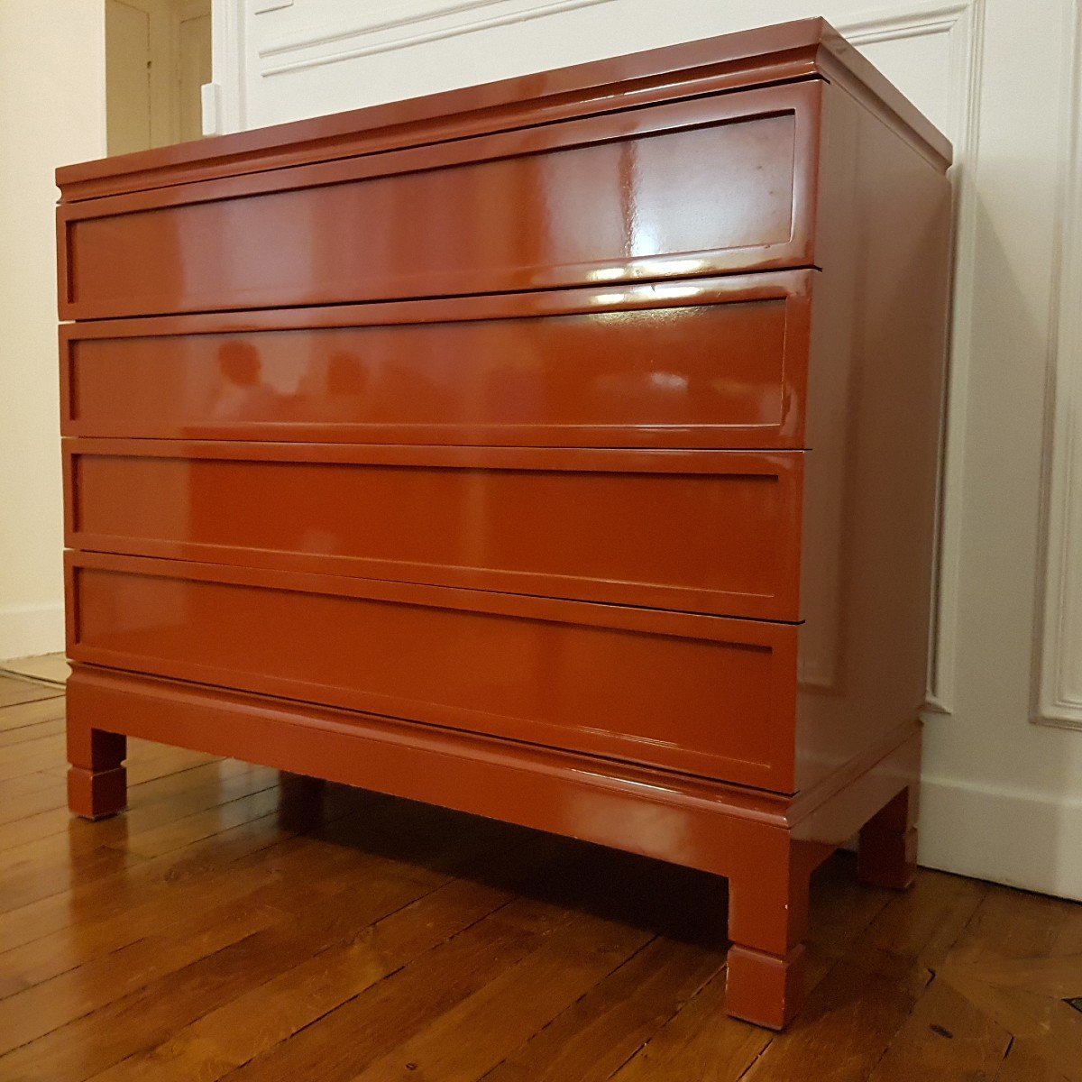 COMMODE LAQUEE ROUGE ROUILLE 1970-photo-2