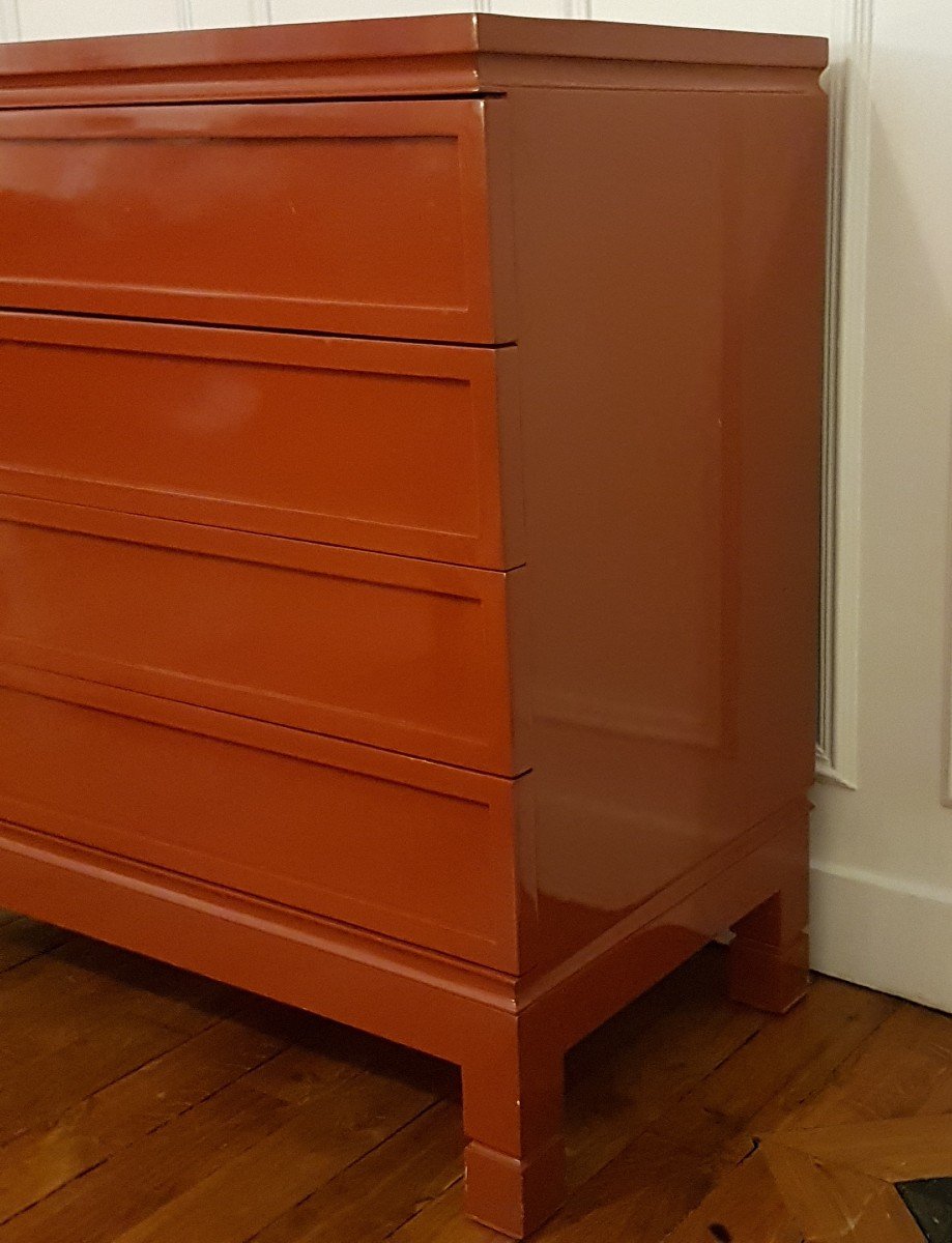 COMMODE LAQUEE ROUGE ROUILLE 1970-photo-3