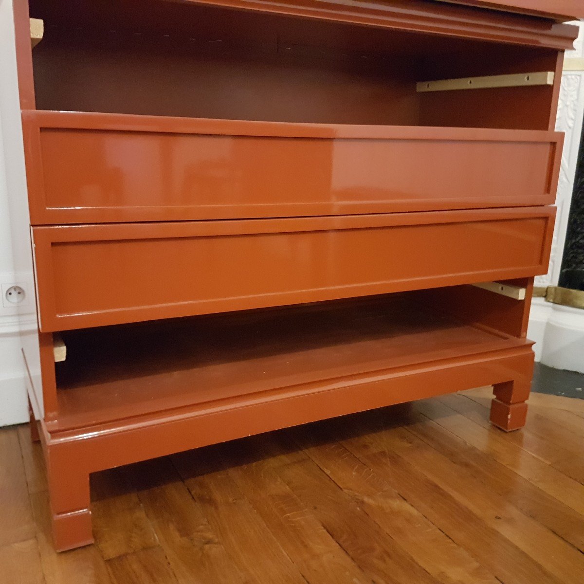 COMMODE LAQUEE ROUGE ROUILLE 1970-photo-8