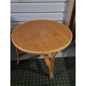 Round Bamboo And Rattan Dining Table