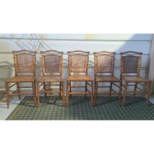 Bamboo-style Chairs With Caning, Circa 1900