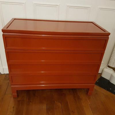 COMMODE LAQUEE ROUGE ROUILLE 1970