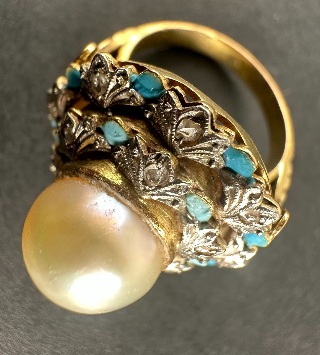Bague vintage bleu antique main image 0