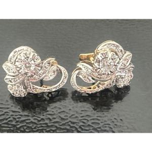 Earrings In White And Yellow Gold With Diamonds