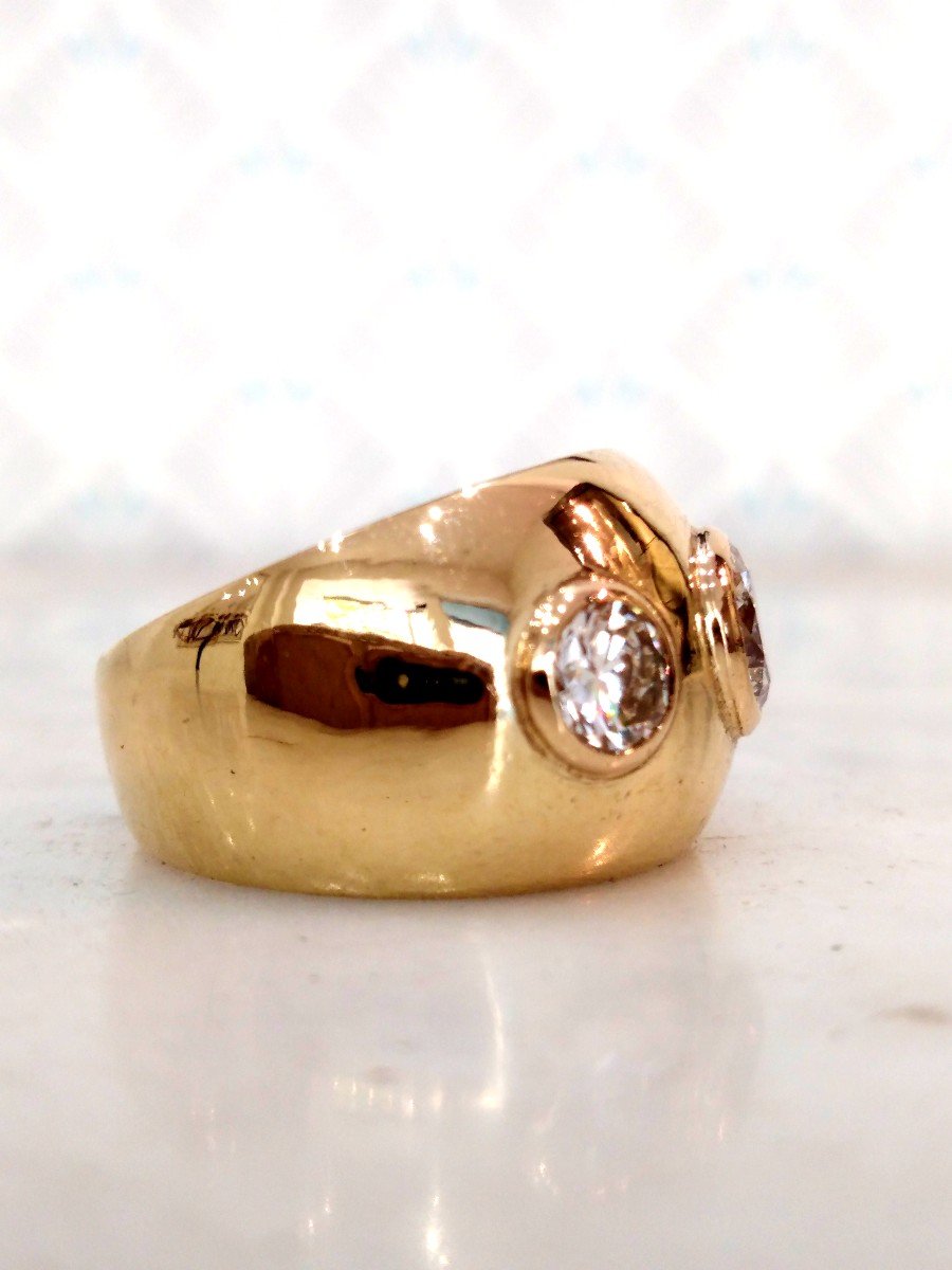 Bague Jonc Or Jaune 3 Diamants-photo-4