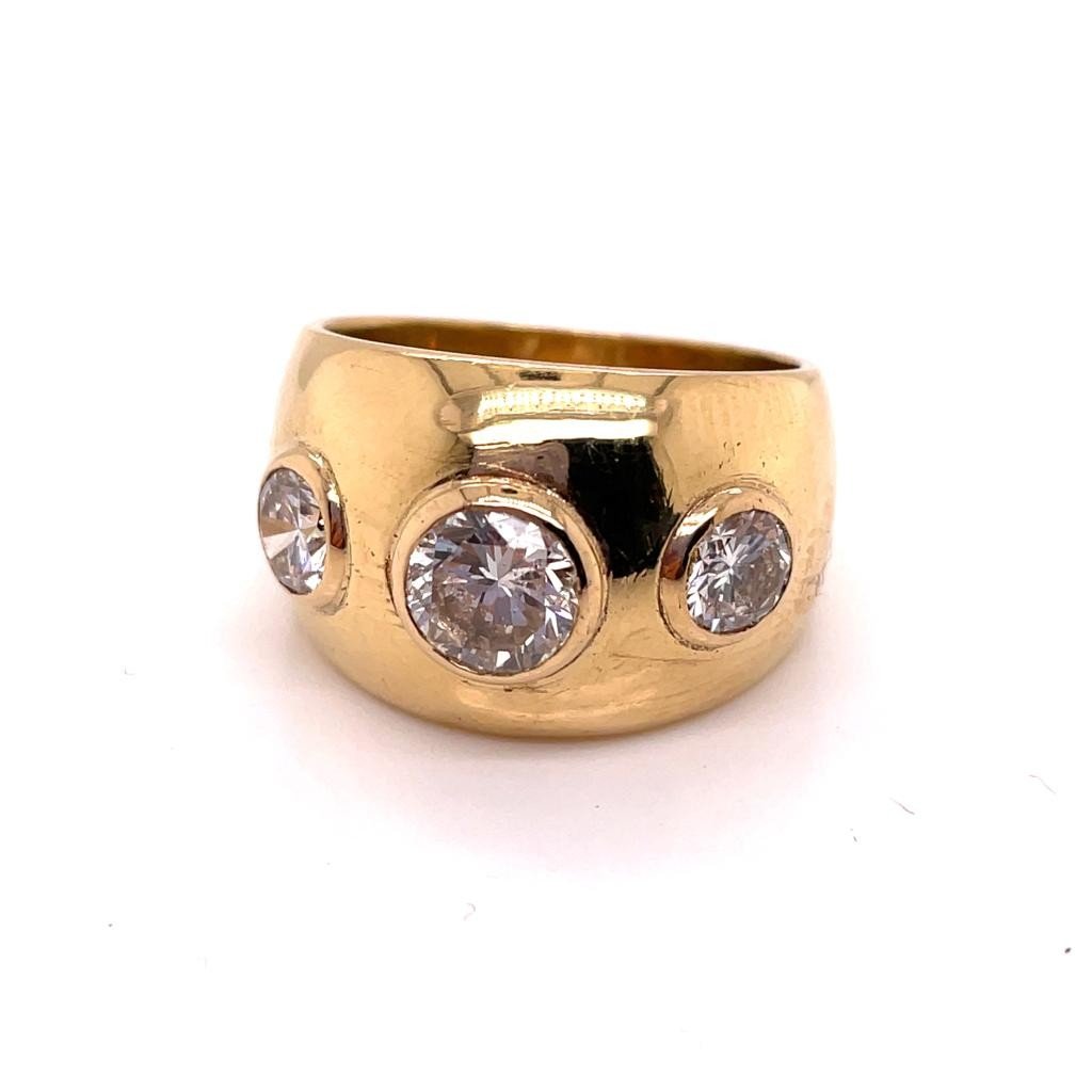 Ring Bangle Yellow Gold 3 Diamonds-photo-2