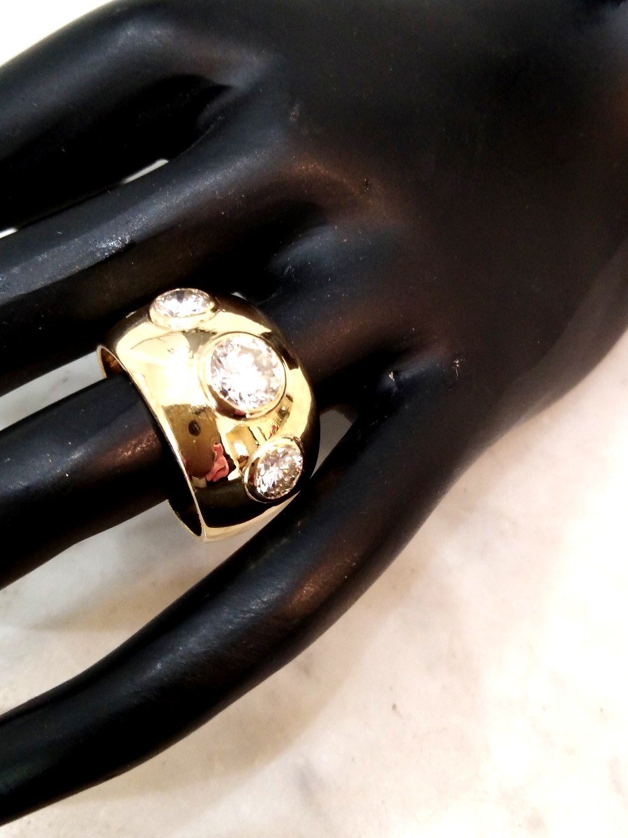 Ring Bangle Yellow Gold 3 Diamonds-photo-1