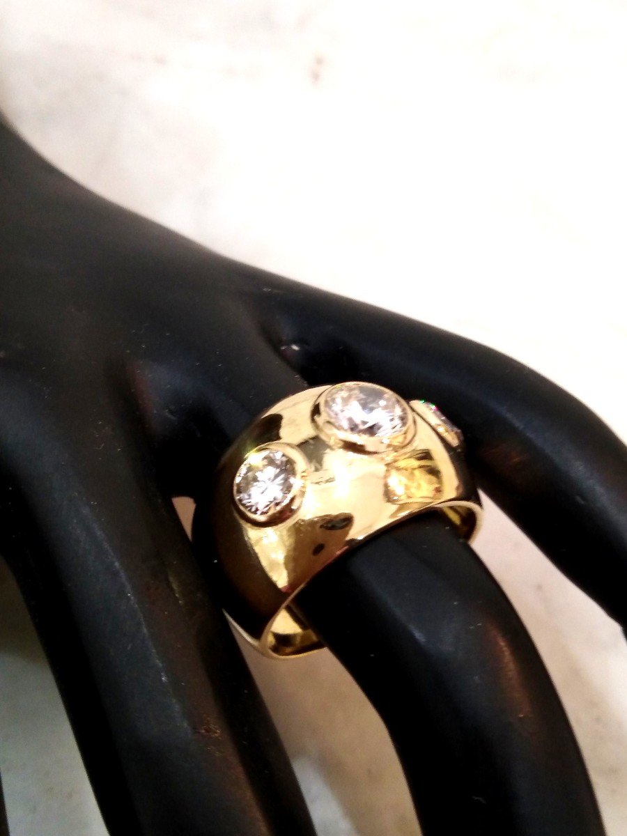 Bague Jonc Or Jaune 3 Diamants-photo-3