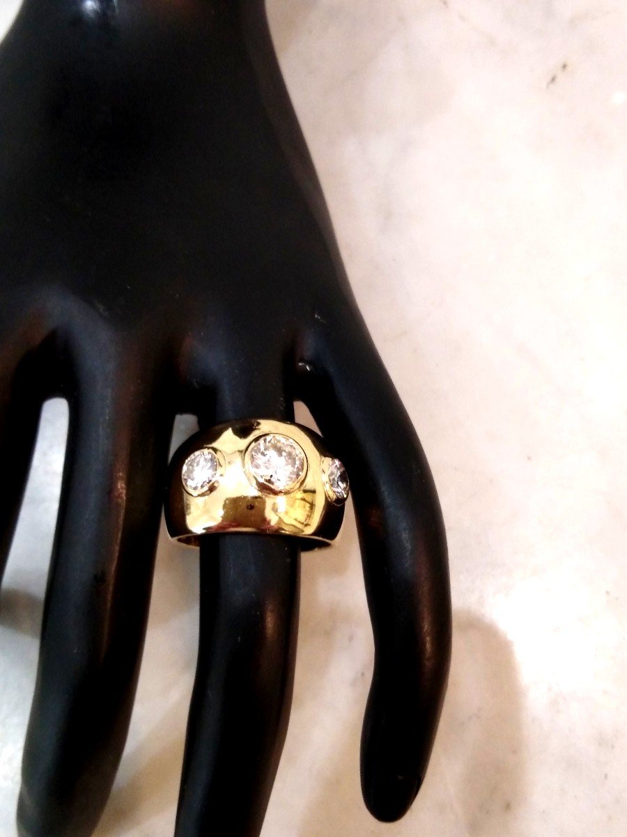 Ring Bangle Yellow Gold 3 Diamonds-photo-4