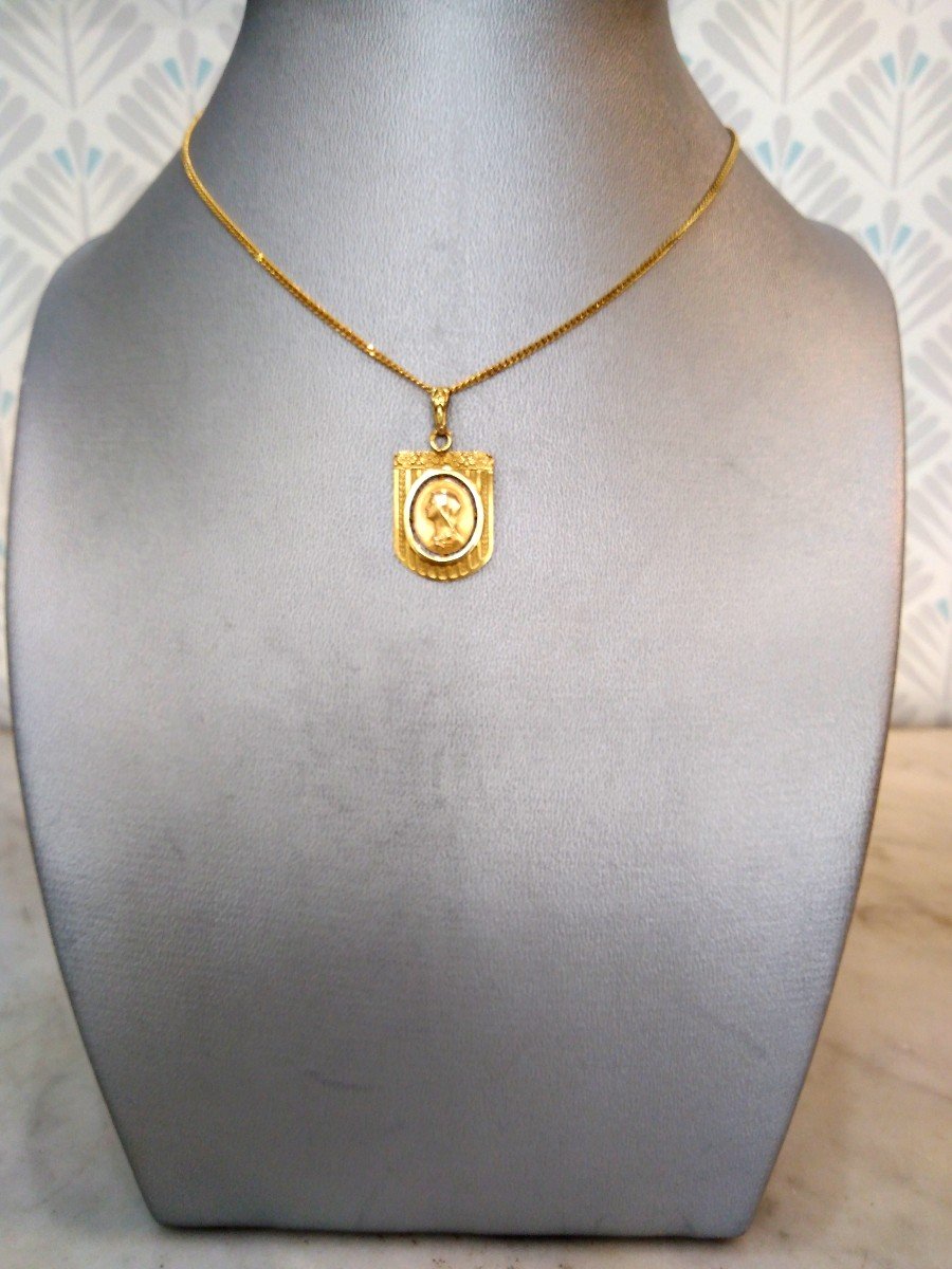 Médaille Vierge Art-nouveau Or Jaune-photo-1