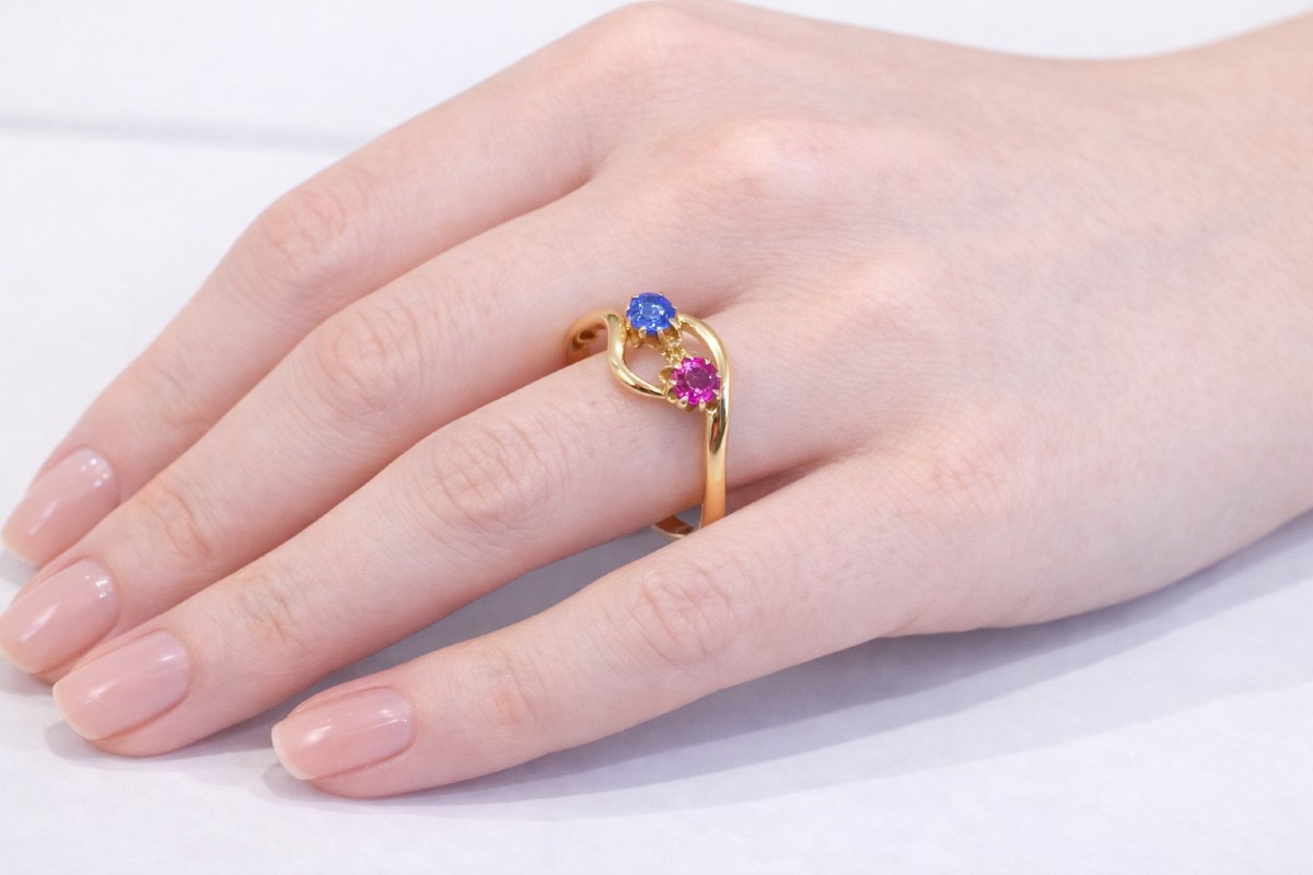 Bague Ancienne Toi Et Moi Or Jaune-photo-6