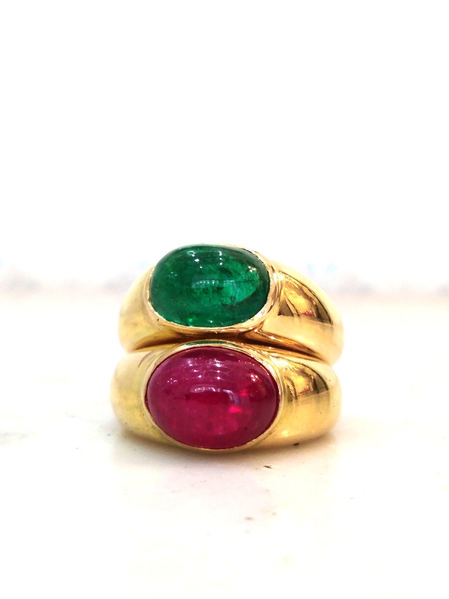 Poiray Emerald Ruby Double Band Ring-photo-2