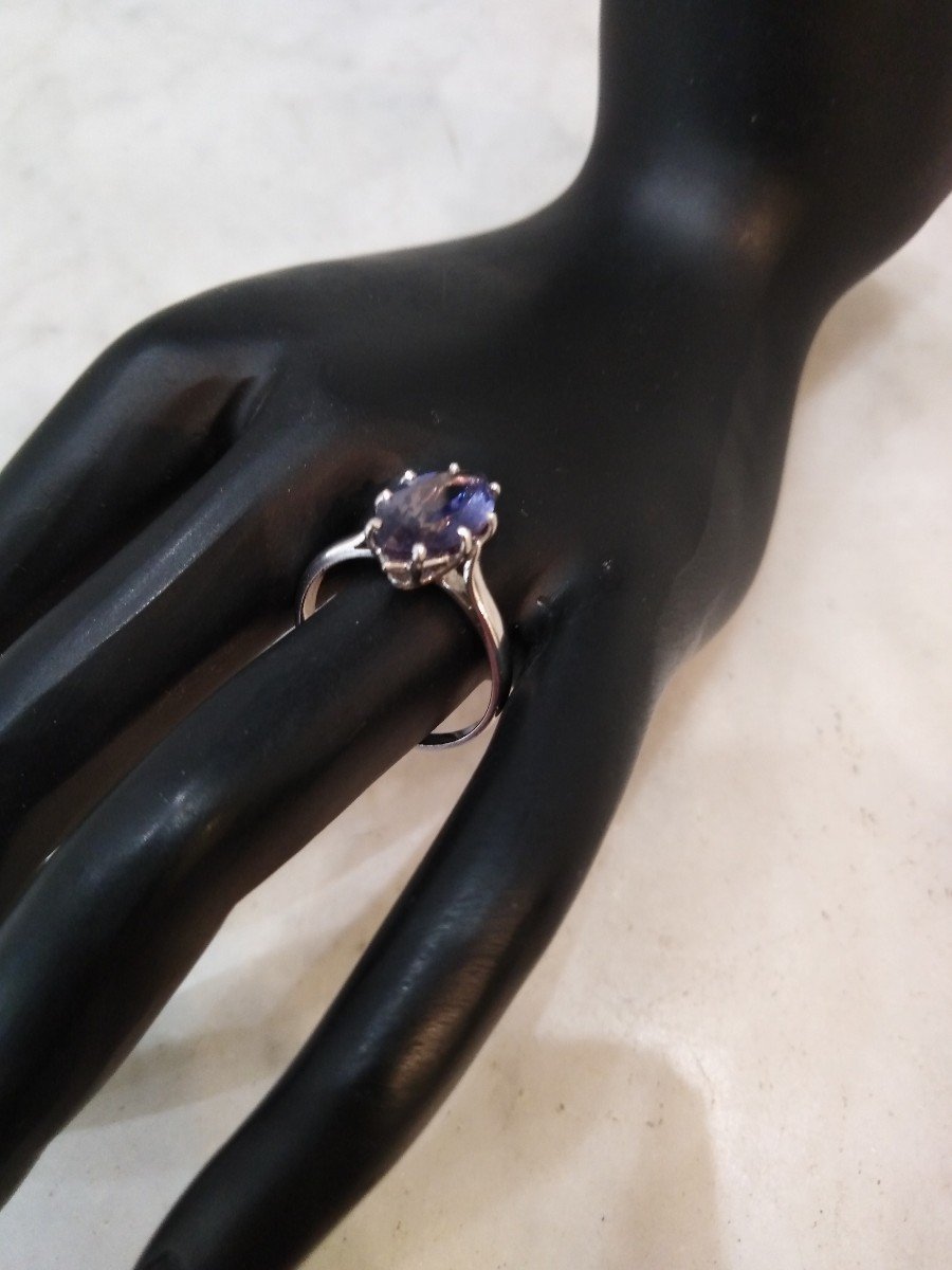 Bague Or Blanc Iolite Navette-photo-1