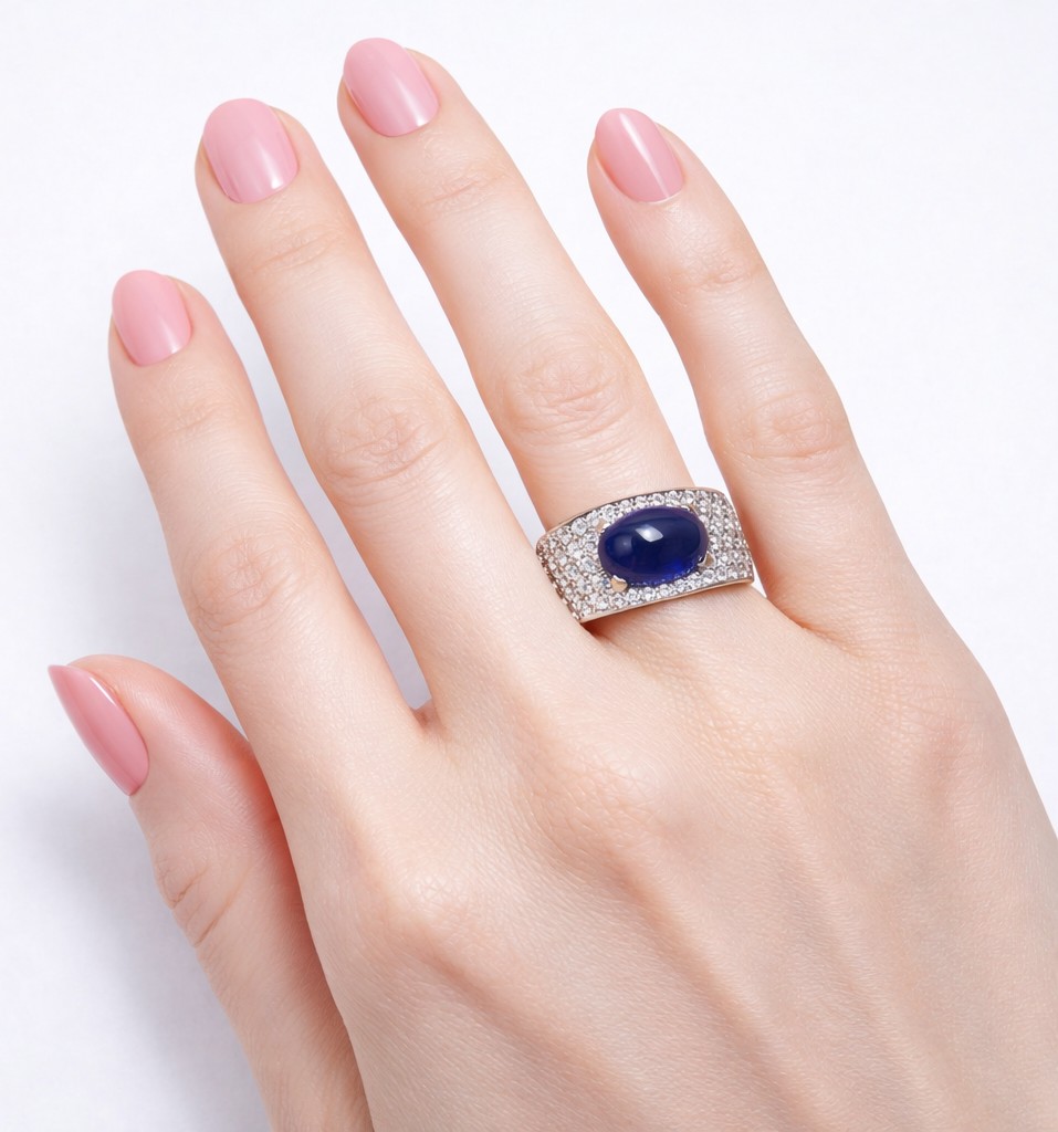 Bandeau Ring White Gold Sapphire Diamonds-photo-2