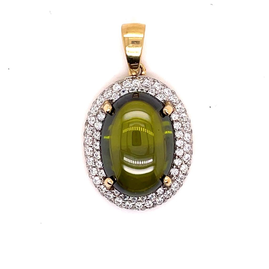 Yellow Gold Green Stone Pendant