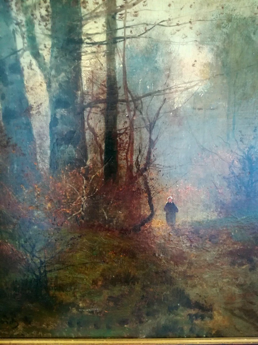 Oil On Canvas Woman In The Forest Edouard Gerard-photo-2
