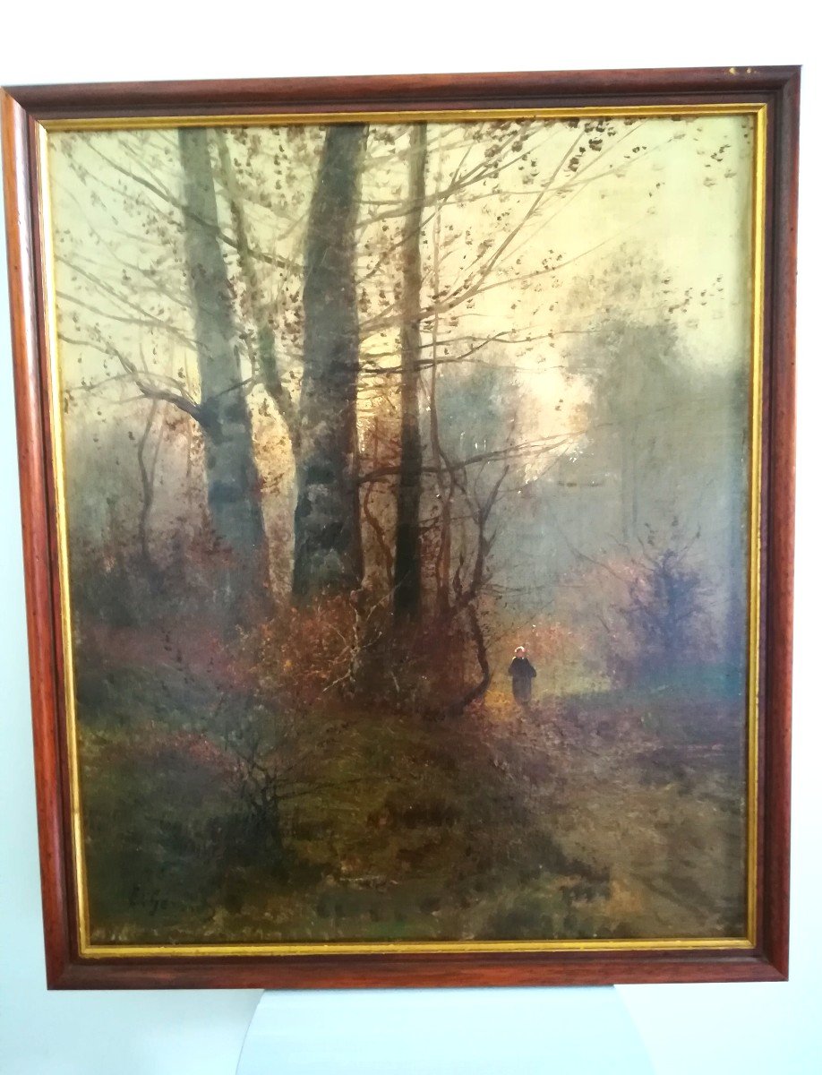 Oil On Canvas Woman In The Forest Edouard Gerard
