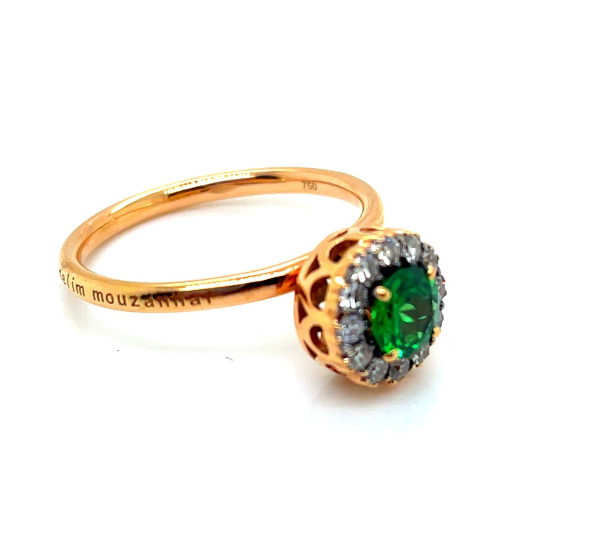 Selim Mouzannar Ring Rose Gold Garnet Tsavorite Diamonds-photo-2