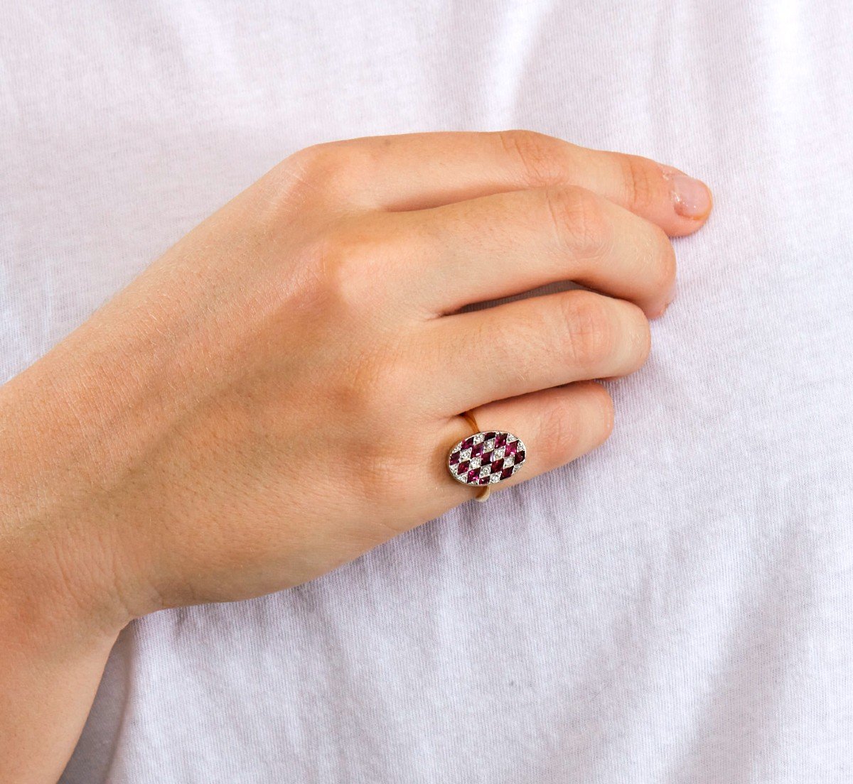 Art Deco Harlequin Diamond Ring-photo-3