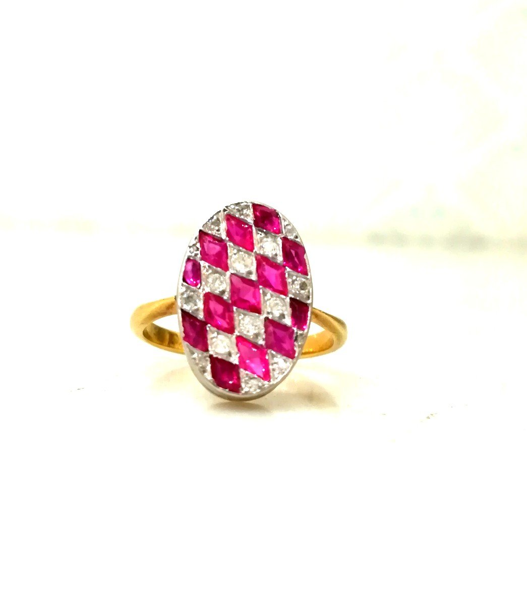 Art Deco Harlequin Diamond Ring