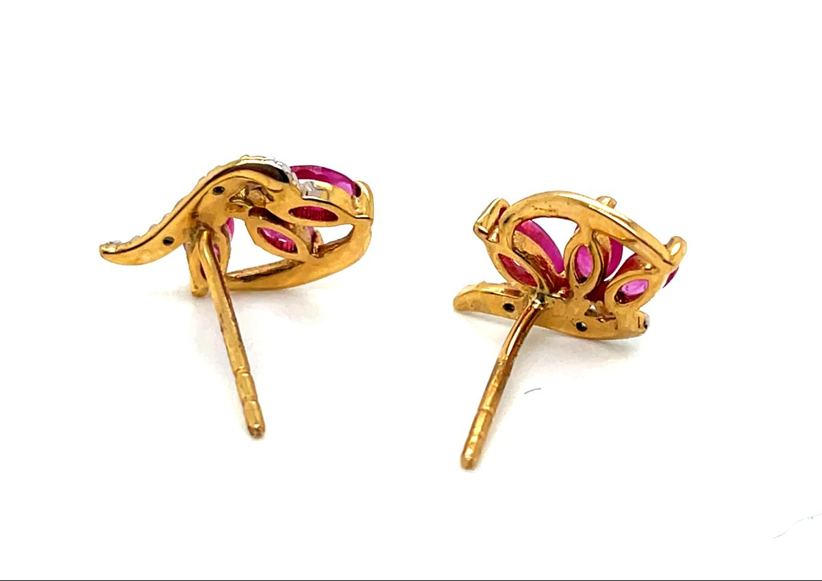 Boucles D Oreille Rubis Diamants-photo-2