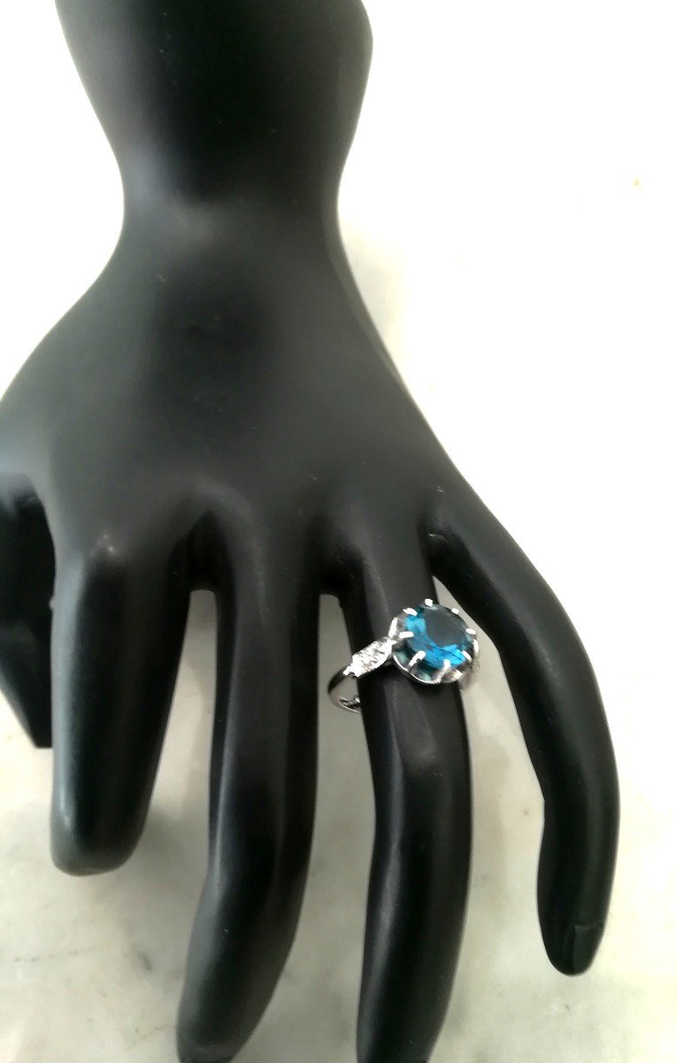 Blue London Topaz White Gold Ring-photo-3