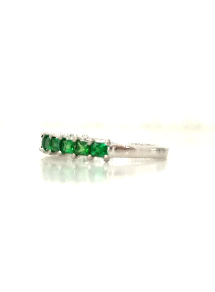 Half Wedding Ring Tsavorite Garnets White Gold-photo-2
