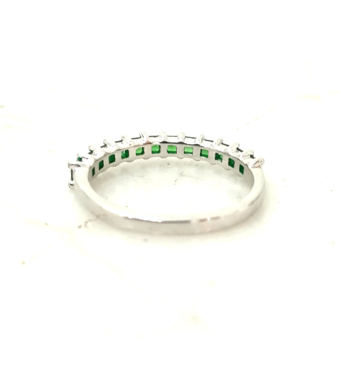 Half Wedding Ring Tsavorite Garnets White Gold-photo-3