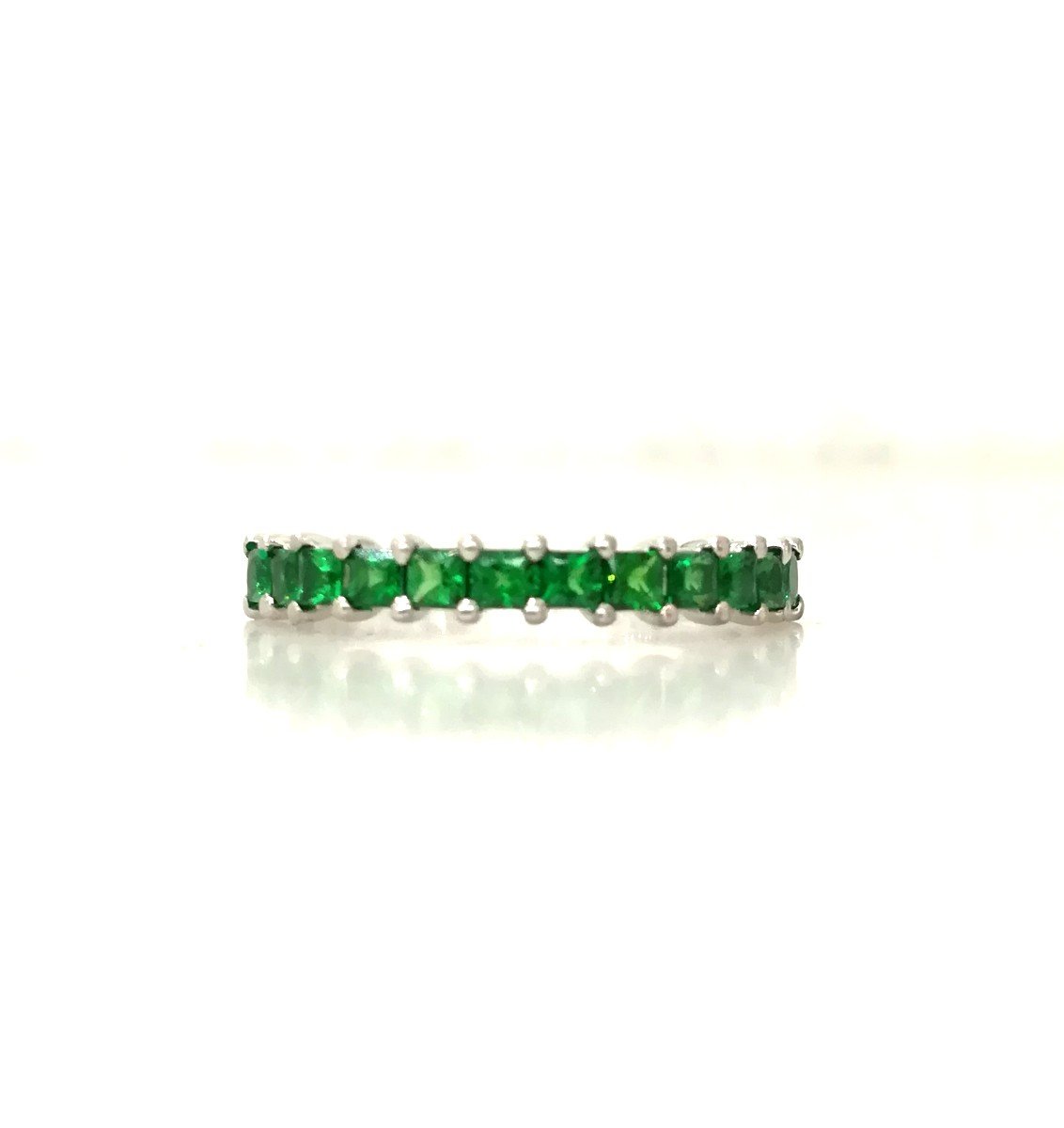 Half Wedding Ring Tsavorite Garnets White Gold