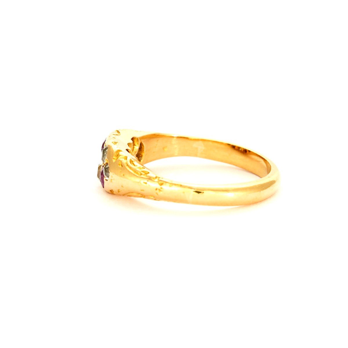 Bague Jarretière  Ancienne Rubis Diamants-photo-3