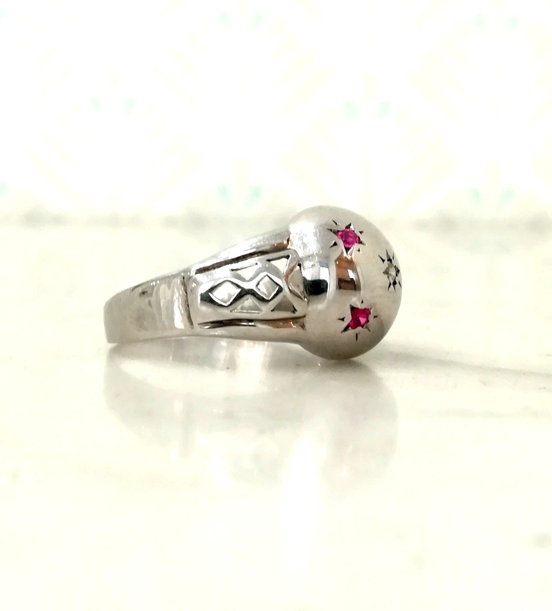 Bague Boule Vintage Argent-photo-3