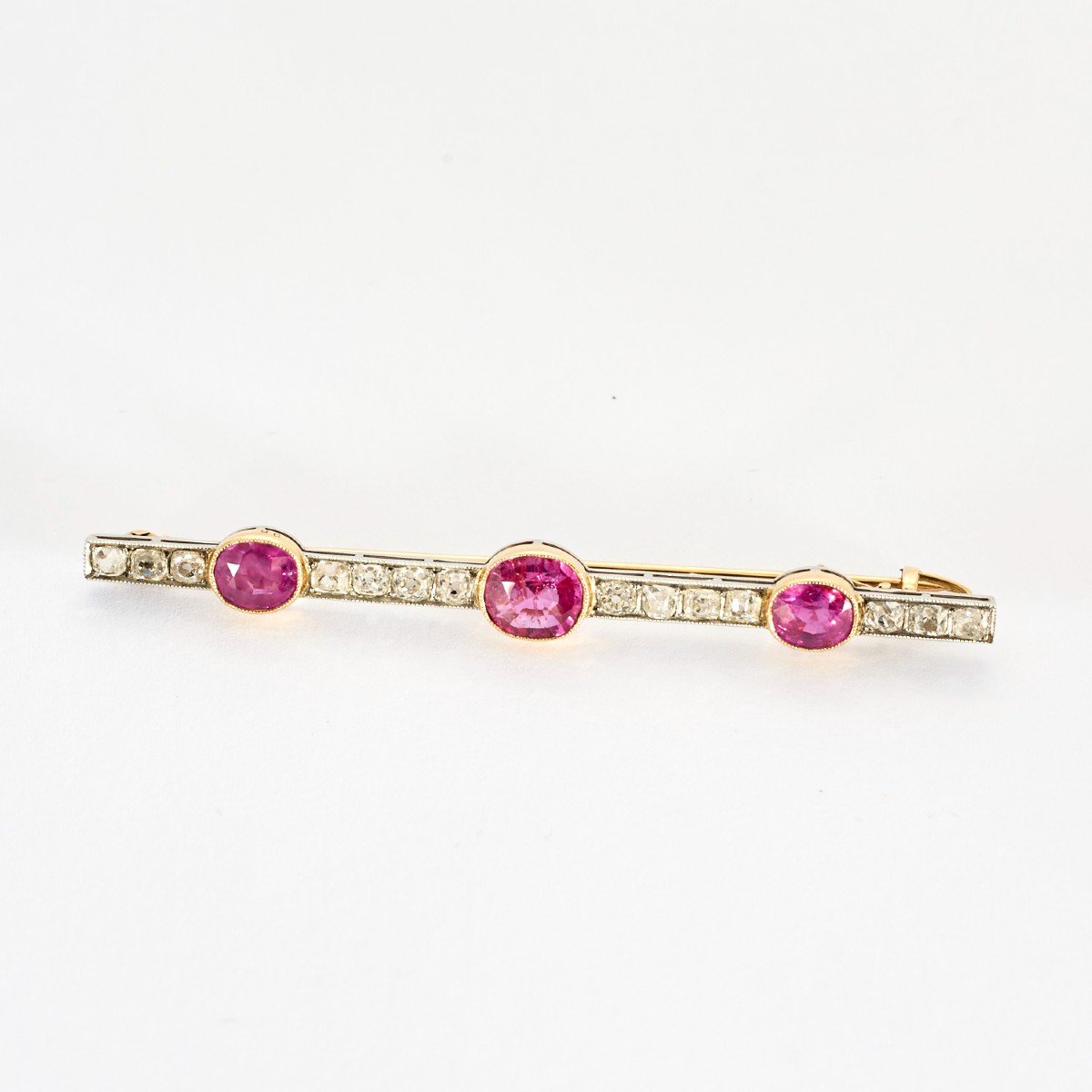 Broche Barrette Art Déco Rubis Diamants