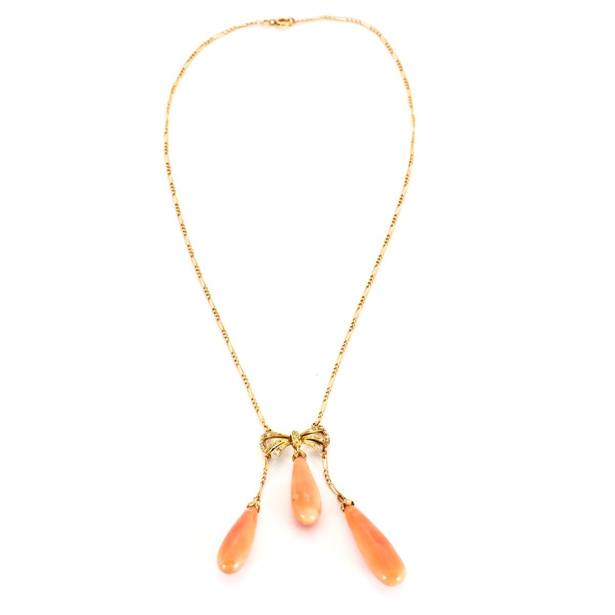 Coral Diamond Rose Gold Negligee Necklace