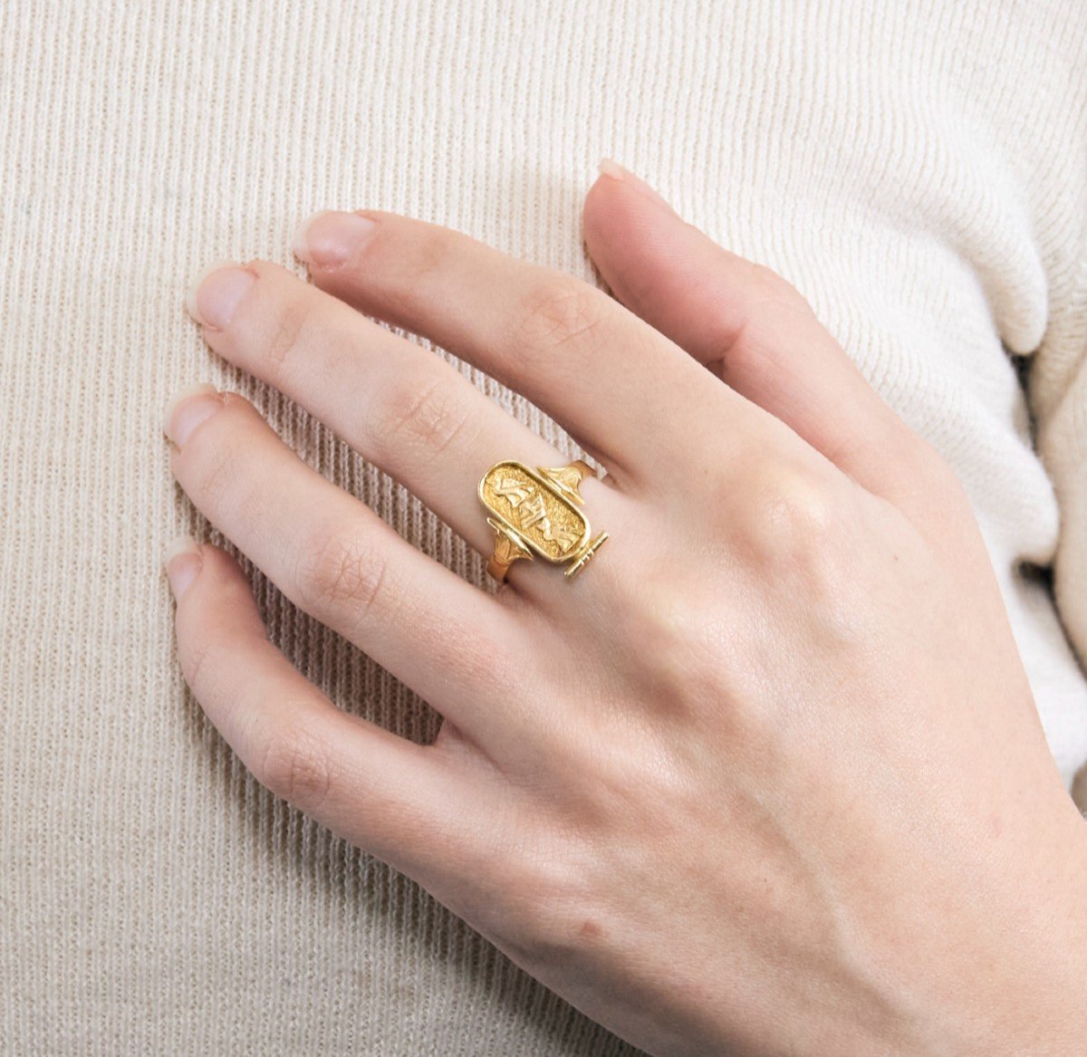 Bague Or Jaune Cartouche Egyptien-photo-1