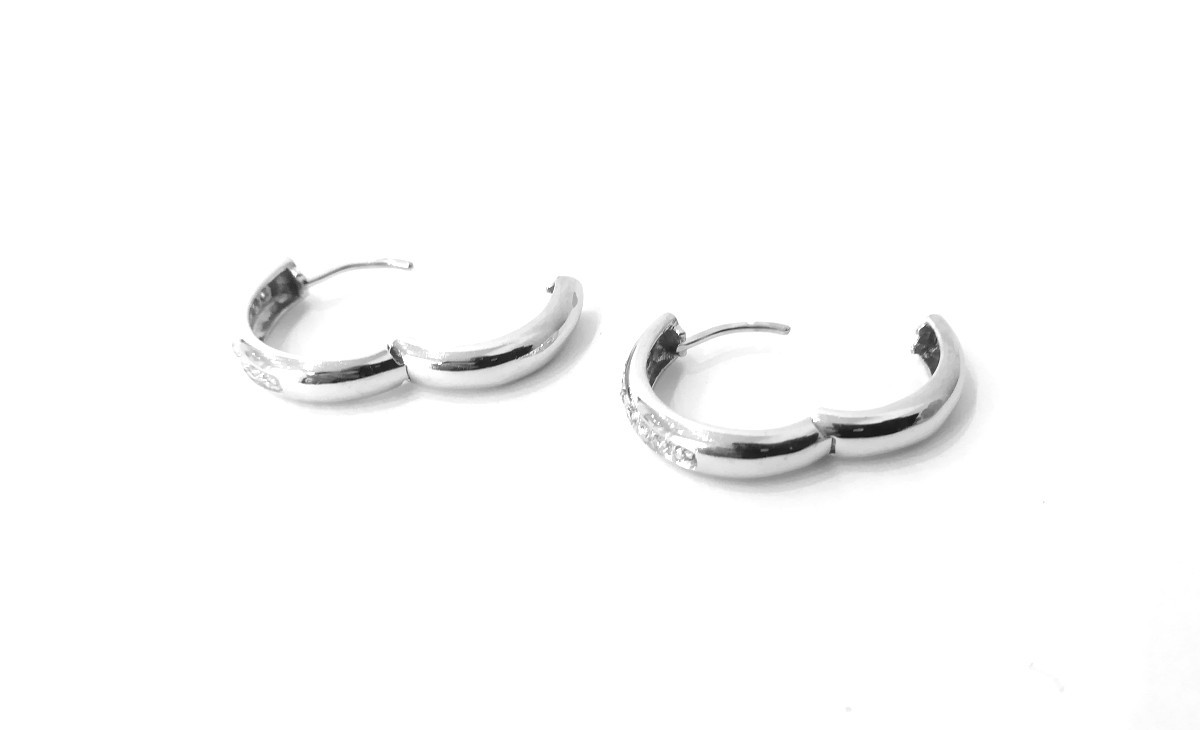 White Gold Diamond Hoop Earrings-photo-2