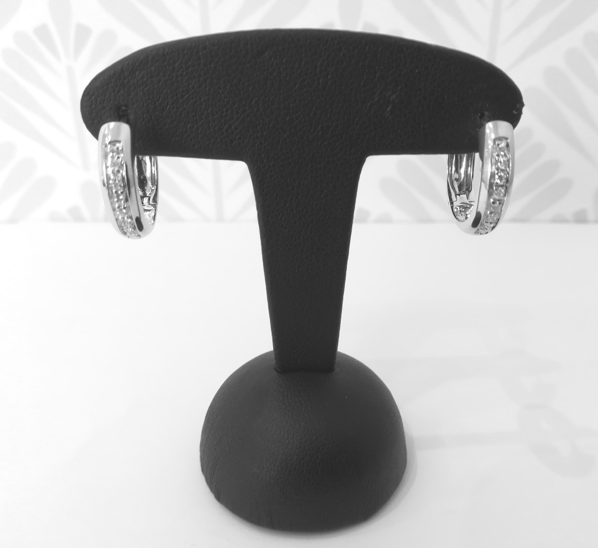 White Gold Diamond Hoop Earrings-photo-4