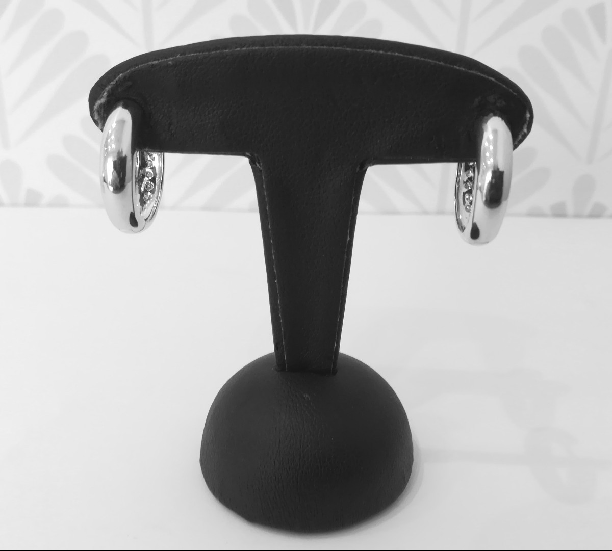 White Gold Diamond Hoop Earrings-photo-2