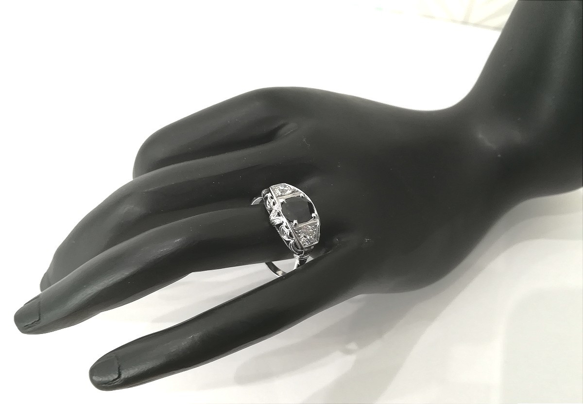 Bague Art Déco Saphir Diamants-photo-1